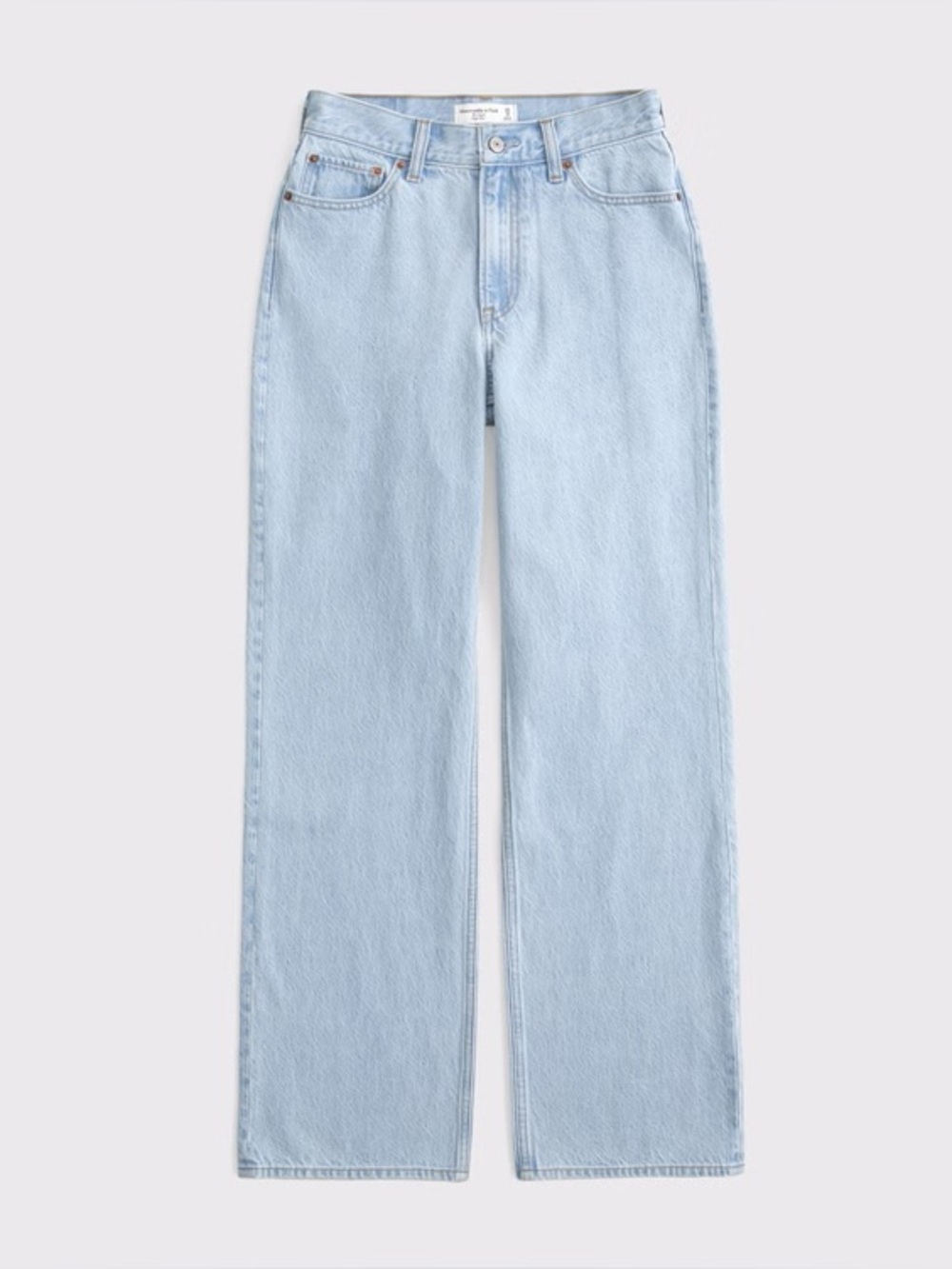 Abercrombie & Fitch Curve Love High Rise Loose Jeans | Light Blue Marbled Denim - Picture 1 of 4